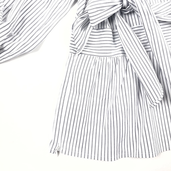 Express Striped Blouse V neck Women's Size XS White Ties on back - Picture 5 of 14